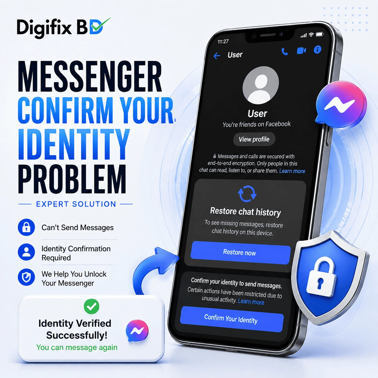 Messenger Identity Confirmation & Restriction Solve – Expert Solution